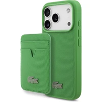 Lacoste Iconic Petit Pique MagSafe kryt + peněženka iPhone 17 Pro zelený - Pouzdra