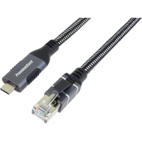 PremiumCord USB-C/RJ45 Cat6 síťový kabel 1m černý/bílý - Kabely a redukce