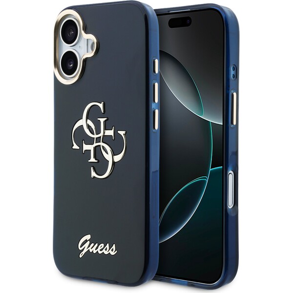 Guess IML 4G Script Metal Logo Zadní Kryt pro iPhone 17 Blue