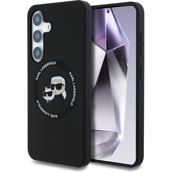 Karl Lagerfeld Liquid Silicone K&CH Heads MagSafe kryt Samsung Galaxy S25+ černý