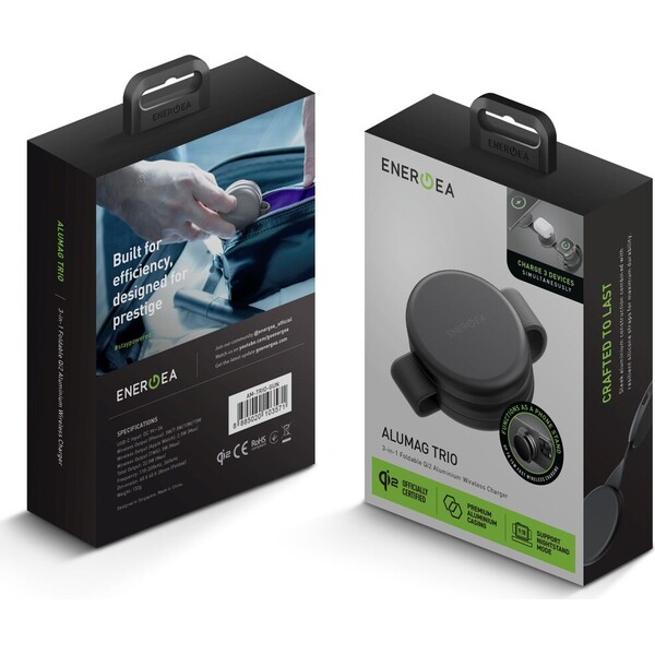 ENERGEA AluMag Trio 3v1 Foldable (Qi2) hliníková MagSafe nabíječka 15W černá - Nabíječky - Obrázek 3d56296117d940e497db9566318269c3
