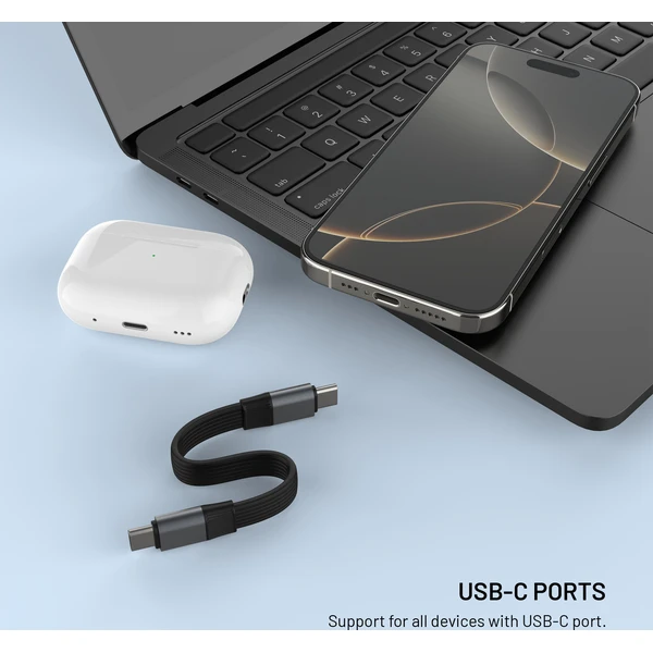 FIXED Clip Cable USB-C kabel s karabinou, 3.2 Gen 2 10Gb/s, 4K 60Hz, PD 240W, černý - Kabely a redukce - Obrázek 3d5c7cb980004448bc677b32dd013d65