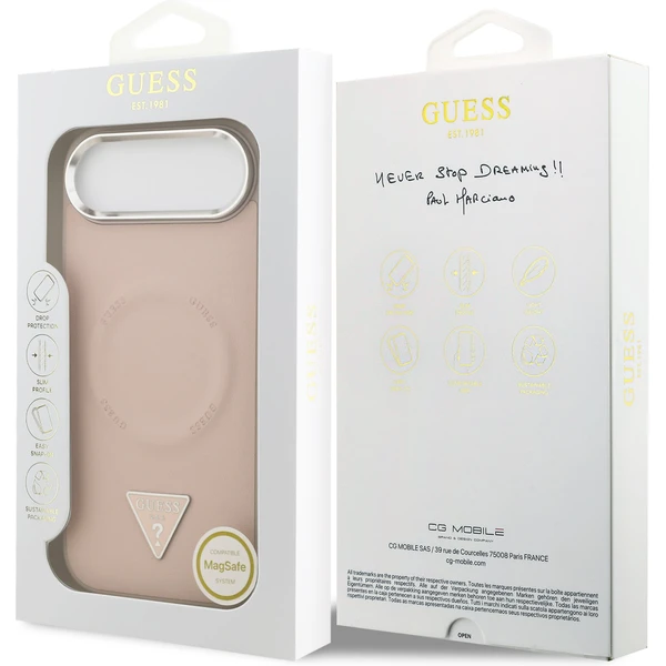 Guess PU Leather Triangle Logo MagSafe kryt iPhone Air růžový - Pouzdra - Obrázek 3d627041a94141f6a8ffe78715b8c067