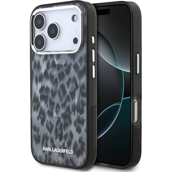 Karl Lagerfeld IML Leopard MagSafe Zadní Kryt pro iPhone 17 Pro šedý