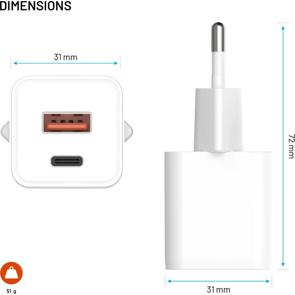 FIXED Mini GaN nabíječka s USB-C/USB-A (30W) PD bílá - Nabíječky - Obrázek 3e0edff421a5447a961237dc5e448453