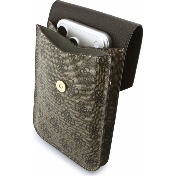 Guess PU Leather+Grained 4G Metal Logo taška na telefon hnědá - Pouzdra - Obrázek 3e1725047c244fbca3370c93e12677b3