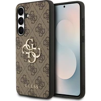 Guess PU 4G Metal Logo Zadní Kryt pro Samsung Galaxy S25 FE hnědý - Pouzdra