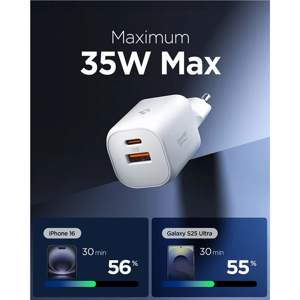 Spigen Essential EE352EU (35W) USB-C/USB-A nabíječka bílá - Nabíječky - Obrázek 3e85b4d2d58a4421a3c08825efb00eec