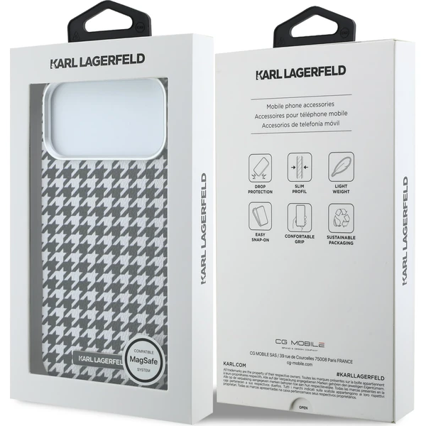 Karl Lagerfeld PU Houndstooth Resin Plate MagSafe kryt iPhone 17 Pro Max černý - Pouzdra - Obrázek 3ed9e93c1a944374b892878a18711a09