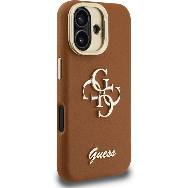 Guess PU Grained 4G Logo Stand Camera Frame kryt iPhone 16 hnědý - Pouzdra - Obrázek 3ede3ef1317647409bdb6257e58dea76