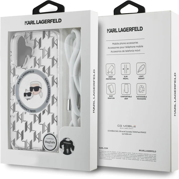 Karl Lagerfeld IML Monogram Crossbody K&CH Heads MagSafe kryt pro iPhone 16 čirý - Pouzdra - Obrázek 3ef3dbf3e74448399bcee5aaa64d1825