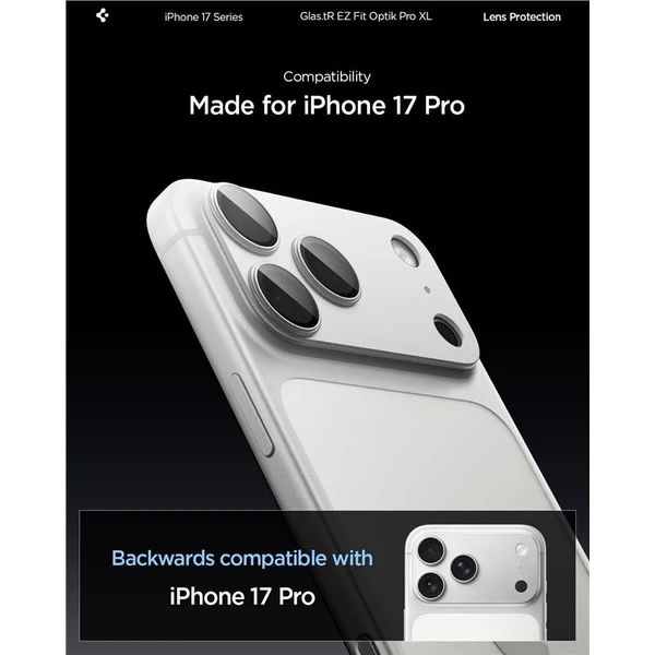 Spigen Glass tR EZ Fit Optik Pro XL sklo na fotoaparát iPhone 17 Pro stříbrné - Ochranné folie a skla - Obrázek 3f4305d7864646bd8be0fd9cba8efc20
