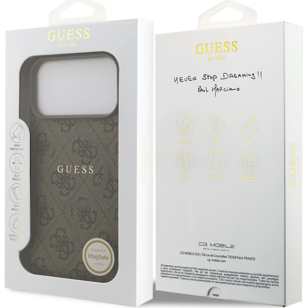 Guess PU Leather 4G Colored Ring MagSafe Zadní Kryt pro iPhone 17 Pro Max hnědý - Pouzdra - Obrázek 3f55a5fec4104327a76b2f375d10d31c