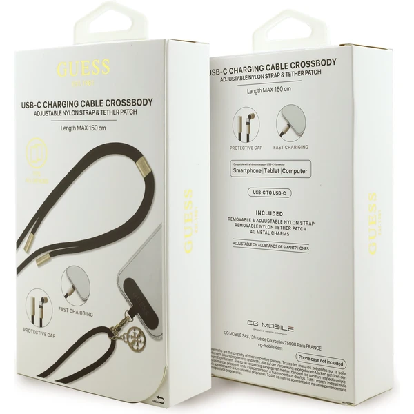 Guess Crossbody popruh 4G Charm s nabíjecím kabelem USB-C/USB-C černý - Popruhy a crossbody - Obrázek 3f7050581db54d9e888db35eed92c692