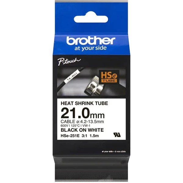 Brother HSE251E smršťovací bužírka černá na bílém 21 mm - Pásky pro štítkovače - Obrázek 3fa7ae193534448a836e2adc2f49c524