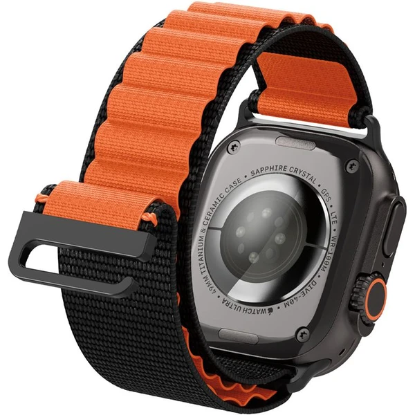 Spigen Fabric Band (hook) řemínek Apple Watch 49/46/45/44mm černý/oranžový - Řemínky - Obrázek 3fe33950734448518f5aa02d1c178d79