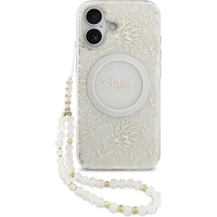 Guess IML Flowers Allover Strap MagSafe kryt iPhone 17 bílý - Pouzdra