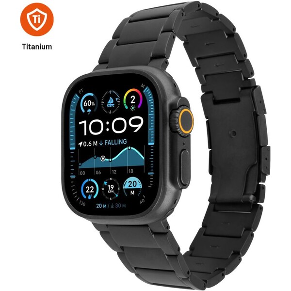 FIXED Titanium Strap titanový řemínek Apple Watch 44/45/46/49mm, černý