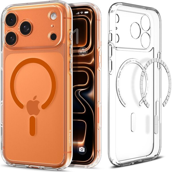 Spigen Ultra Hybrid MagSafe kryt iPhone 17 Pro Max clear orange