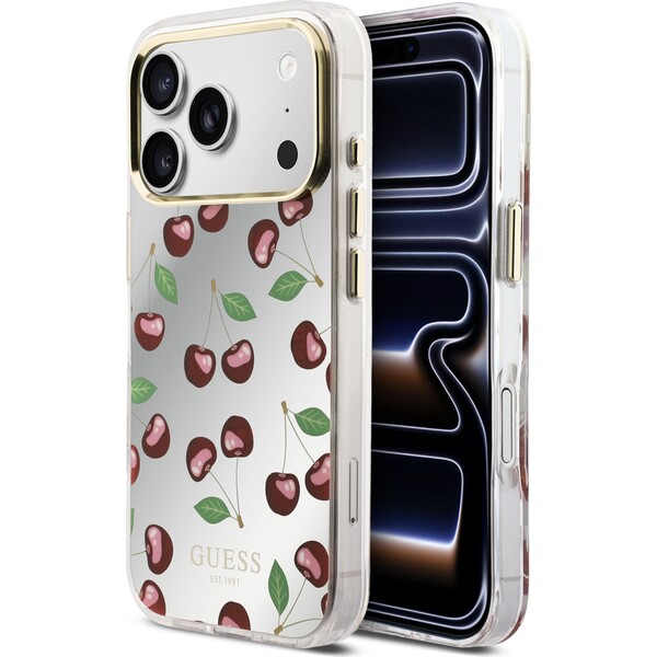 Guess PC/TPU Mirror Glitter Cherry MagSafe Zadní Kryt pro iPhone 17 Pro Max