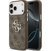 Guess PU 4G Metal Logo kryt iPhone 17 Pro Max stříbrný/hnědý - Pouzdra