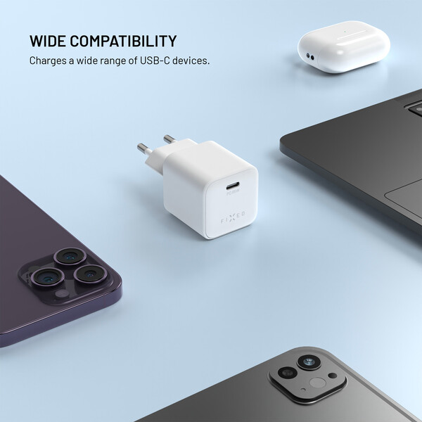 FIXED Mini set síťové GaN nabíječky s USB-C výstupem a USB-C/USB-C kabelem, PD, 65W, (2m) bílý - Nabíječky - Obrázek 40c6a9a6c1e3498f99a9b4c482d7f1ae