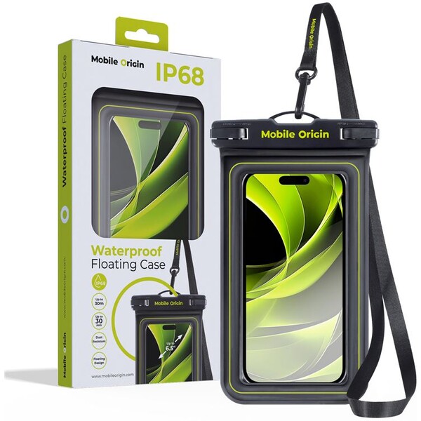 Mobile Origin Waterproof Floating Case 6.5" Black/Green DBL-BLK-GRN01