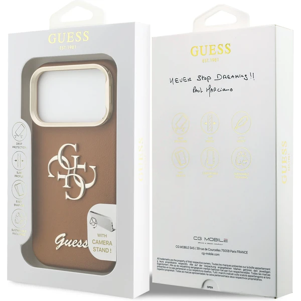 Guess PU Grained 4G Logo Stand Camera Frame kryt iPhone 17 Pro hnědý - Pouzdra - Obrázek 4120102a65d640b5a12f82c78e6e8cd4