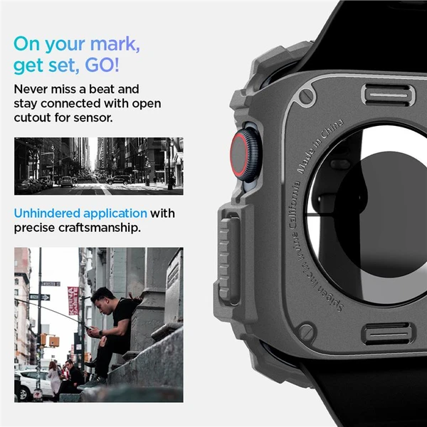 Spigen Rugged Armor kryt pro Apple Watch 10/11 (46mm) tmavě šedý - Pouzdra - Obrázek 41454b131a9a49938306df3bf6f51786