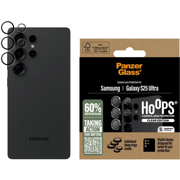 PanzerGlass® Hoops® Samsung Galaxy S25 Ultra čiré ochranné kroužky pro čočky fotoaparátu - Ochranné folie a skla - Obrázek 41FC000J01