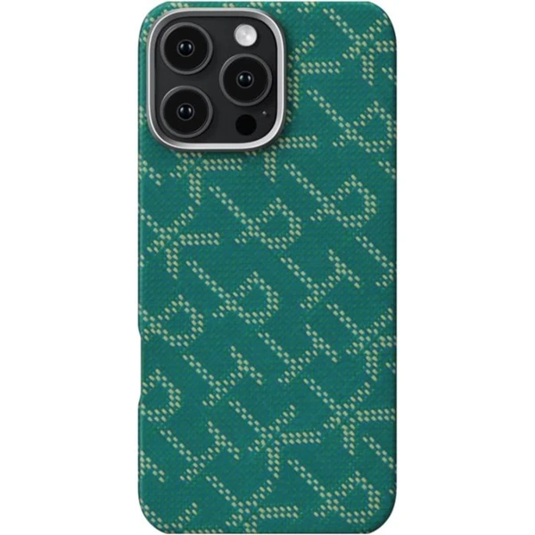 Pitaka Tactile Woven Case kryt iPhone 16 Pro Max PTK Green/Gold - Pouzdra - Obrázek 41GF000L01