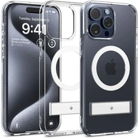 Spigen Caseology Capella kryt se stojánkem s MagFit iPhone 15 Pro čirý/bílý - Pouzdra