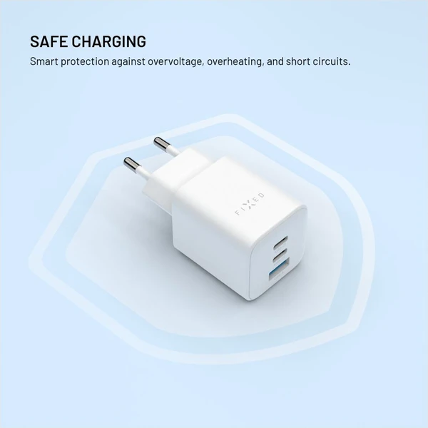 FIXED Mini GaN nabíječka s 2x USB-C/USB-A a podporou PD, 65W, bílá - Nabíječky - Obrázek 41de18a9a8324fb596805a8186595009
