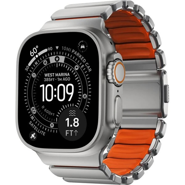 Nomad Stratos Band FKM řemínek Apple Watch 45/46/49mm Natural Titanium/Ultra Orange - Řemínky - Obrázek 41dfd5db98144d5cbedb13427e7200e6