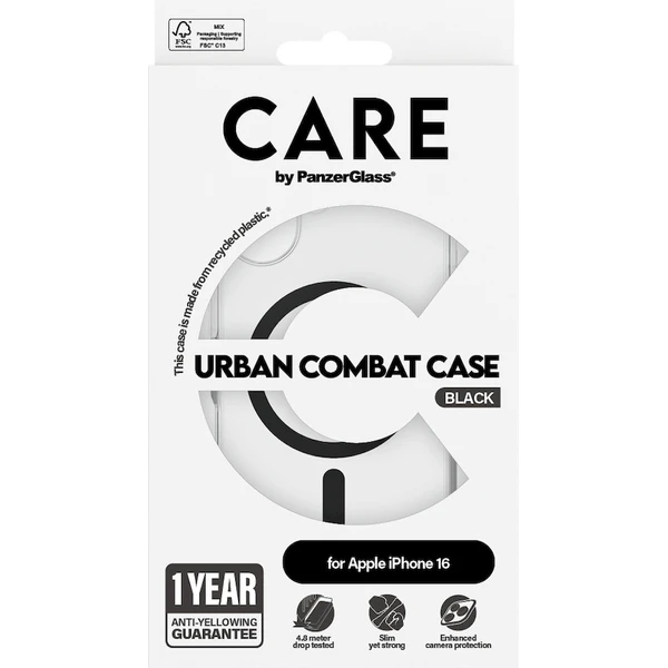 PanzerGlass® CARE kryt Apple iPhone 16 MagSafe Urban Combat čirý/černý - Pouzdra - Obrázek 4208000P01
