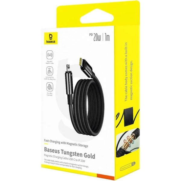 Baseus Tungsten Gold USB-C/Lightning magnetický napájecí kabel 20W 1m černý - Kabely a redukce - Obrázek 422R000K01