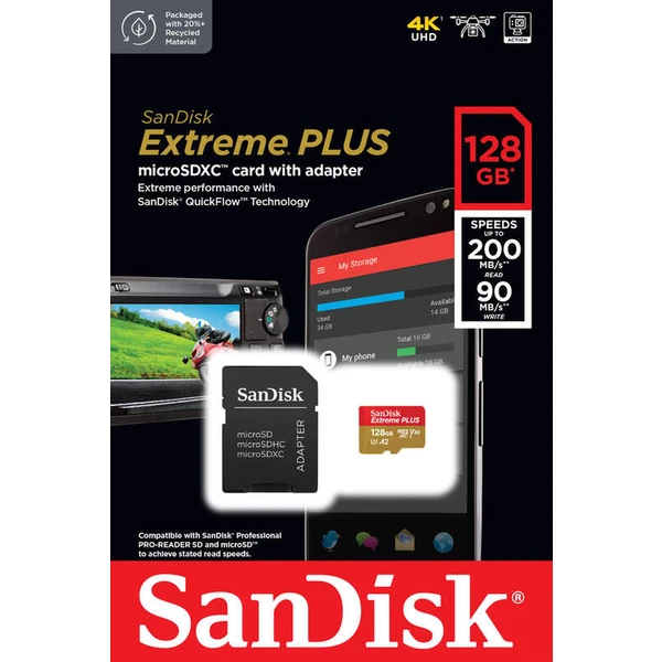 SanDisk Extreme Plus microSDXC 128GB + SD adaptér - Paměťové karty - Obrázek 4232000P01