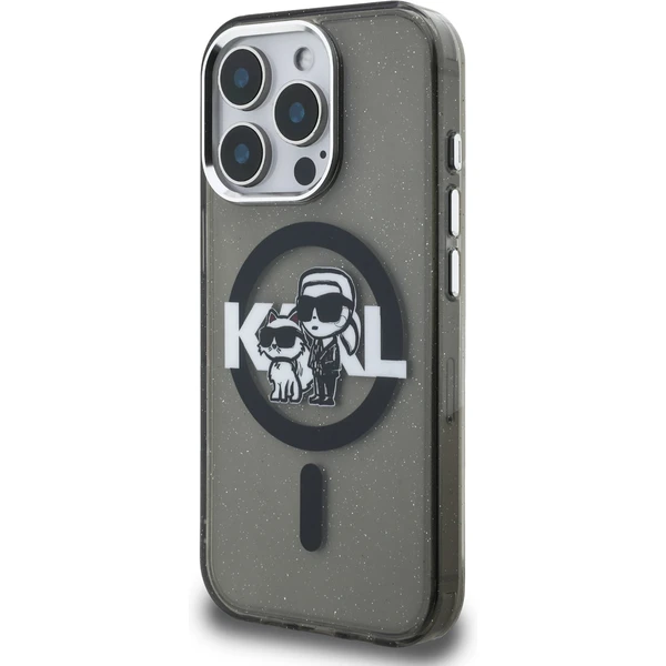 Karl Lagerfeld IML Glitter Karl and Choupette Sketch MagSafe kryt iPhone 15 Pro černý - Pouzdra - Obrázek 424f7f119909473983a00cf6a5d5d955