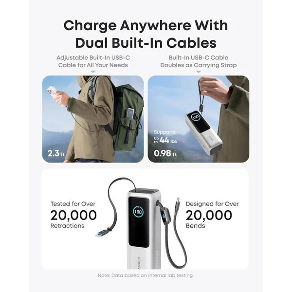 Anker Zolo powerbanka (25000mAh) 165W, s kabelem USB-C stříbrná - Powerbanky - Obrázek 426c293fef7847edbed7ba63e74ec062