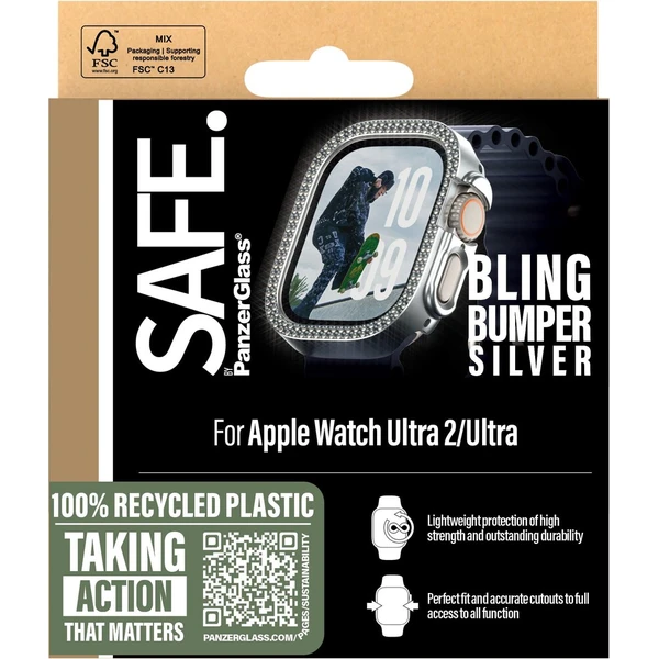 PanzerGlass® SAFE Apple Watch Ultra 3/2/1 bumper rámeček třpytivě stříbrný - Pouzdra - Obrázek 42878e3e62414285a5242e767b5ae3a9