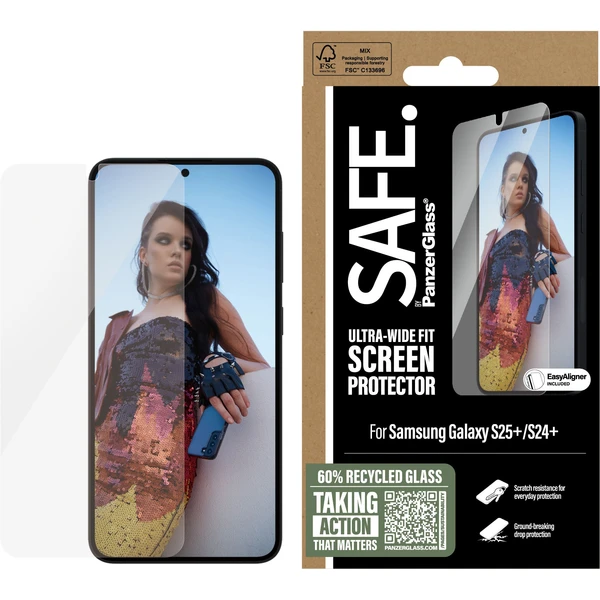 PanzerGlass® SAFE Ultra-Wide Fit sklo Samsung Galaxy S25+/S24+ s instalačním rámečkem - Ochranné folie a skla - Obrázek 42FC000J01