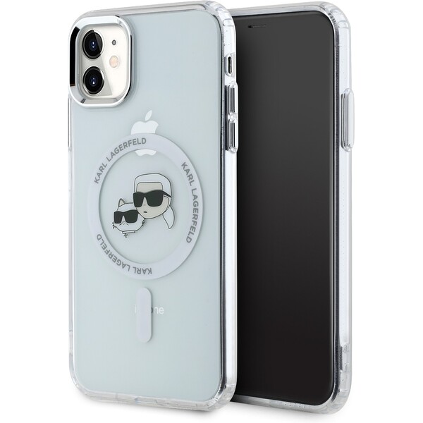 Karl Lagerfeld IML K&CH Heads Metal Frame MagSafe zadní kryt pro iPhone 11 čirý