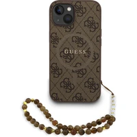 Guess PU Leather 4G Colored Ring Strap MagSafe kryt iPhone 15 hnědý - Pouzdra