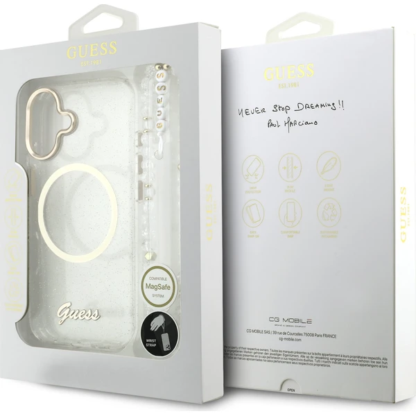 Guess IML Glitter Script Strap MagSafe kryt iPhone 17 čirý - Pouzdra - Obrázek 438e5cbcfc814752a00c23a7b56ec5dc