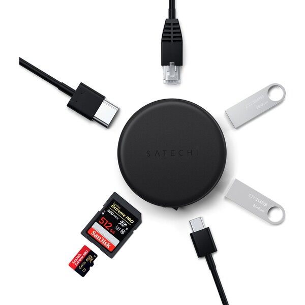Satechi OntheGo 7v1 USB Hub ST-POTG7C Černá