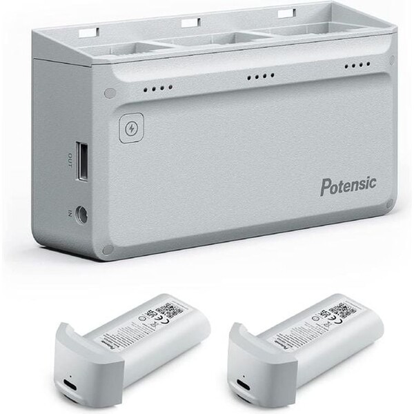 Potensic třípozicová rychlonabíječka pro Atom 4K SE 60W More Power, kit s AC adaptérem a 2x baterie  Šedá