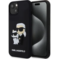 Karl Lagerfeld 3D Rubber Karl and Choupette kryt iPhone 13 černý - Pouzdra