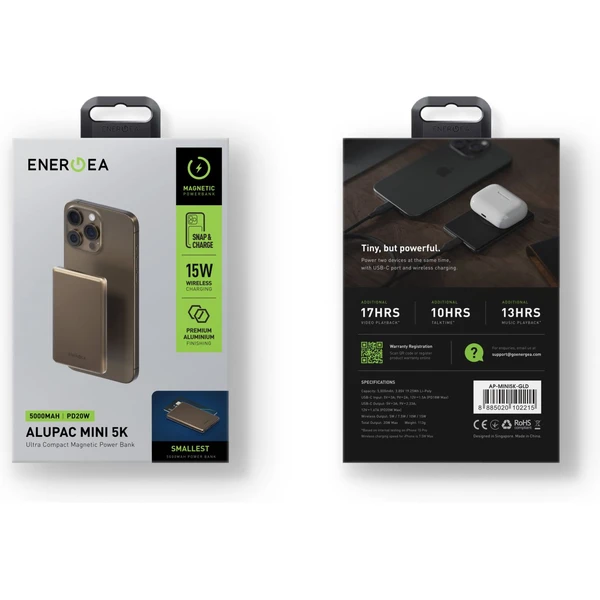 ENERGEA AluPac Mini 5K, MagSafe hliníková powerbanka, 5000mAh, zlatá - Powerbanky - Obrázek 44b21dda41944680b80895e29ee2ca5c