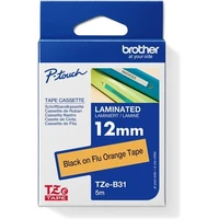 Brother TZe-B31 páska černá na fluorescenční oranžové 12 mm - Pásky pro štítkovače