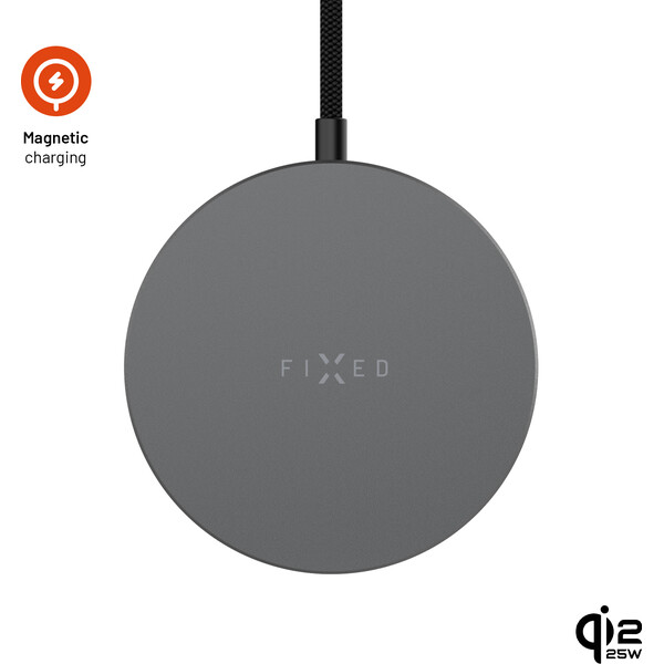 FIXED MagPad Slim Qi2.2/MagSafe bezdrátová nabíječka, 25W, vesmírně šedá